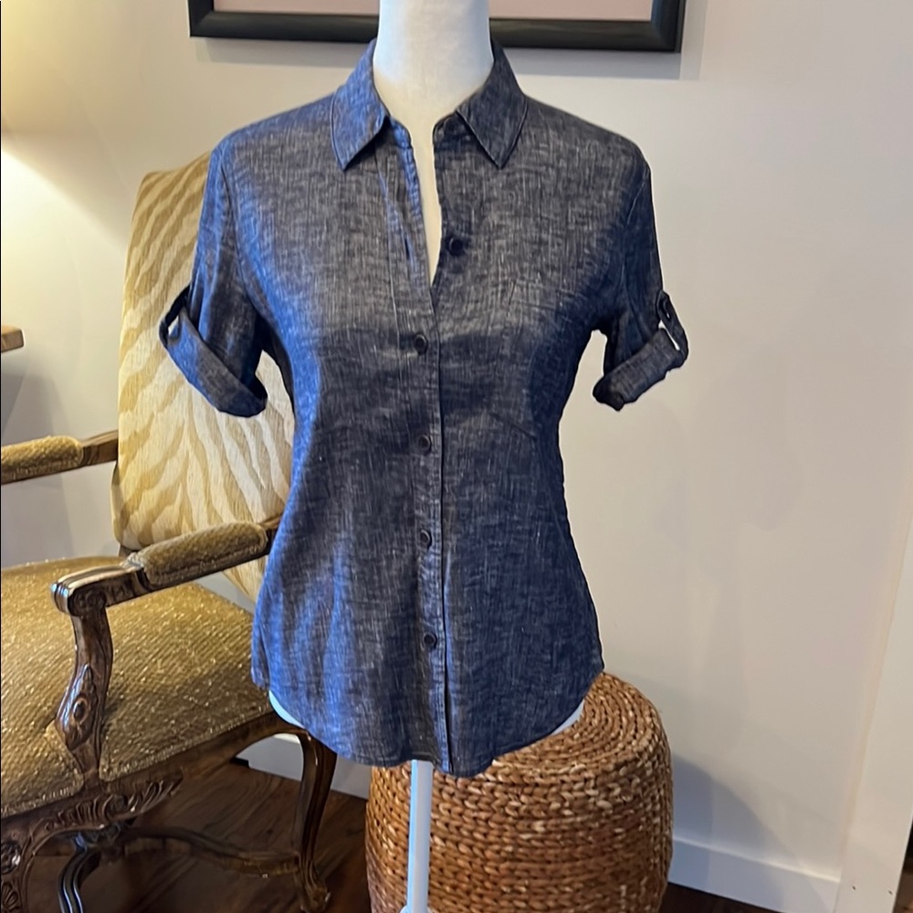 Women's Blue Button-Up Shirt